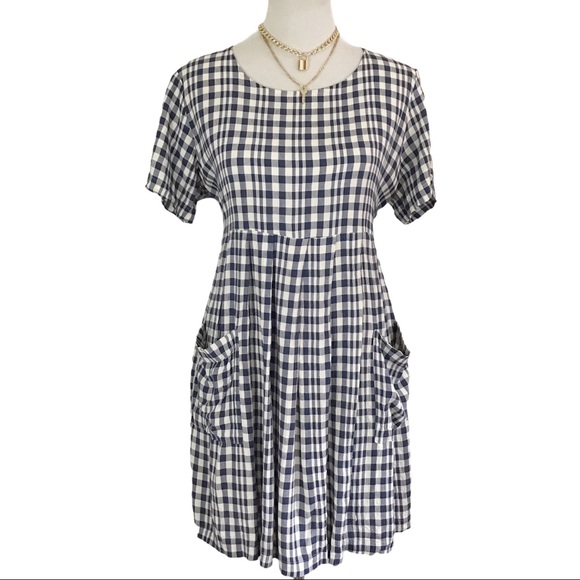 Dressing Clio Dresses & Skirts - Vintage Gingham Print Baby Doll Dress Blue